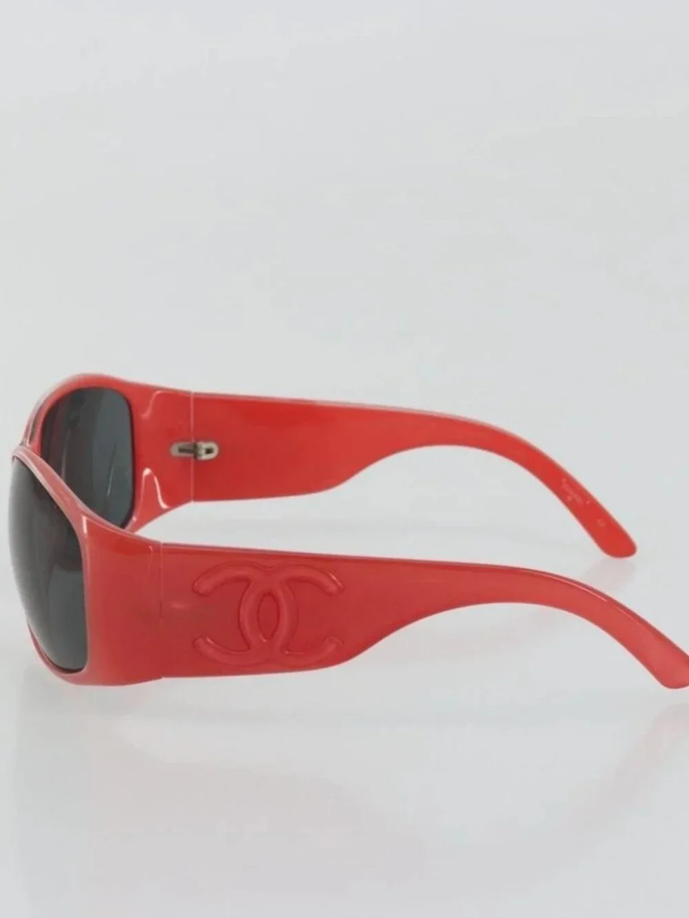 CHANEL Sunglasses plastic Red CC Auth ka3894A